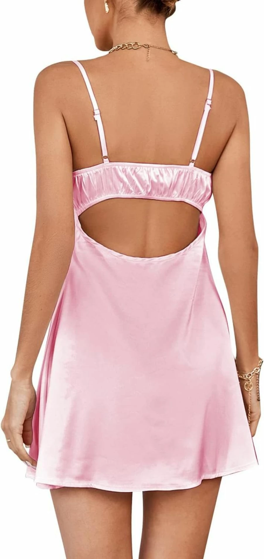 Rooscier Women's Sexy Lace Satin Slip Dress - Spaghetti Strap Nightgown for Party & Evening Wear