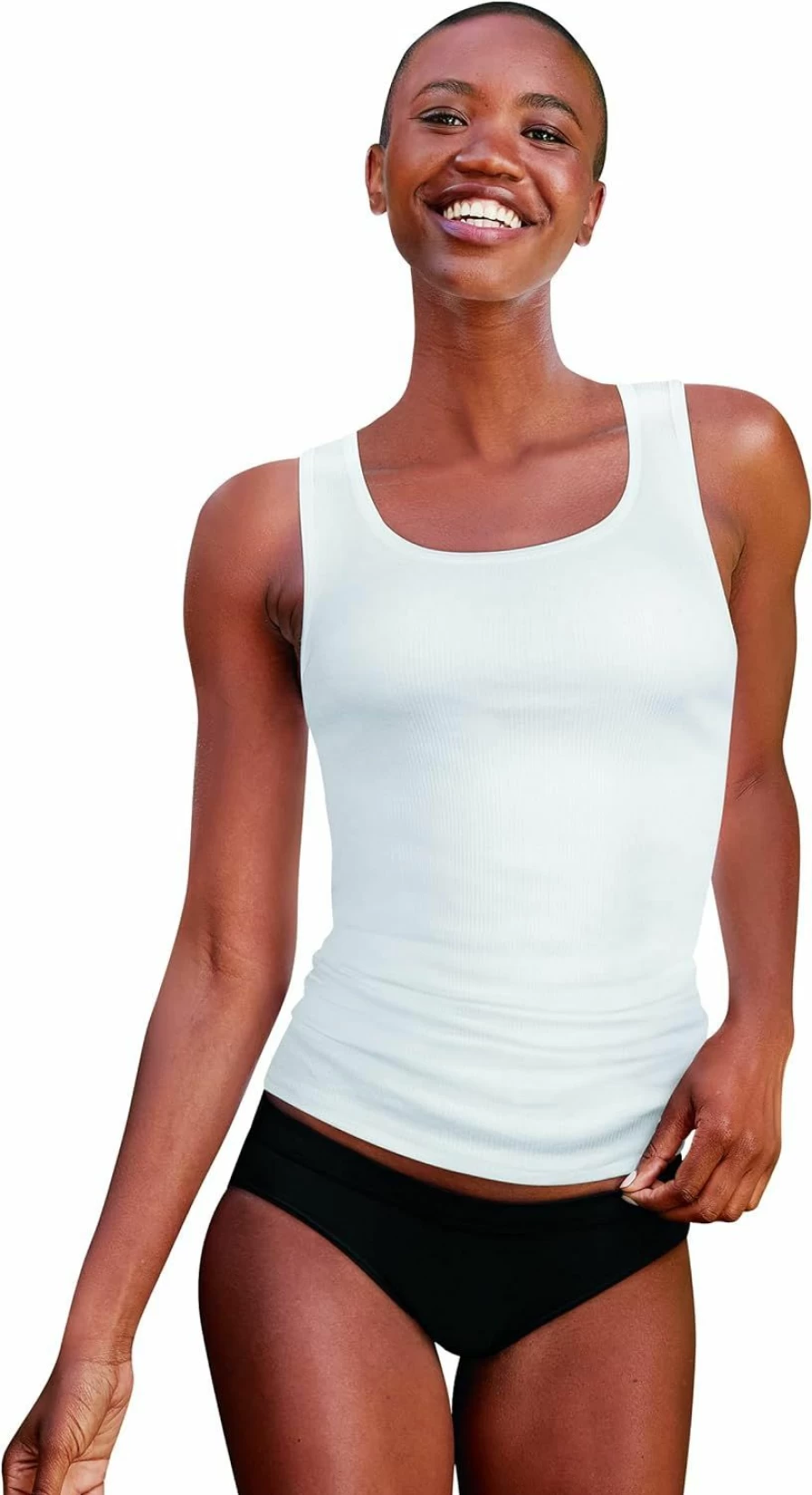 Hanes Women's 6-Pack 100% Cotton Ribbed Tank Top Undershirts - Comfortable Breathable Value Pack