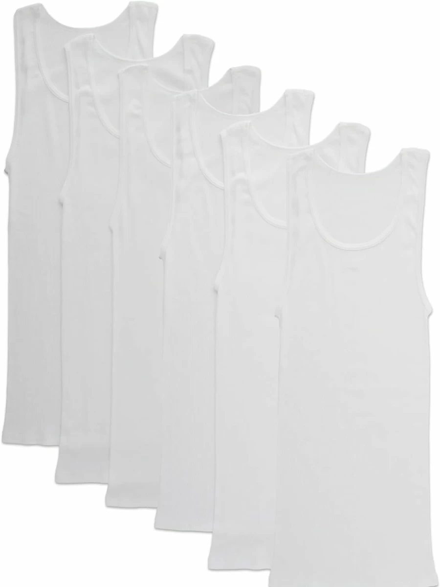 Hanes Women's 6-Pack 100% Cotton Ribbed Tank Top Undershirts - Comfortable Breathable Value Pack