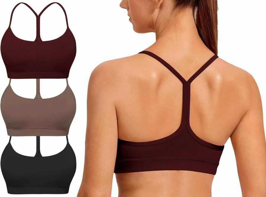 Raxnode 3 Pack Women's Y Back Sports Bras - Padded Spaghetti Strap Workout Tops for Yoga & Fitness