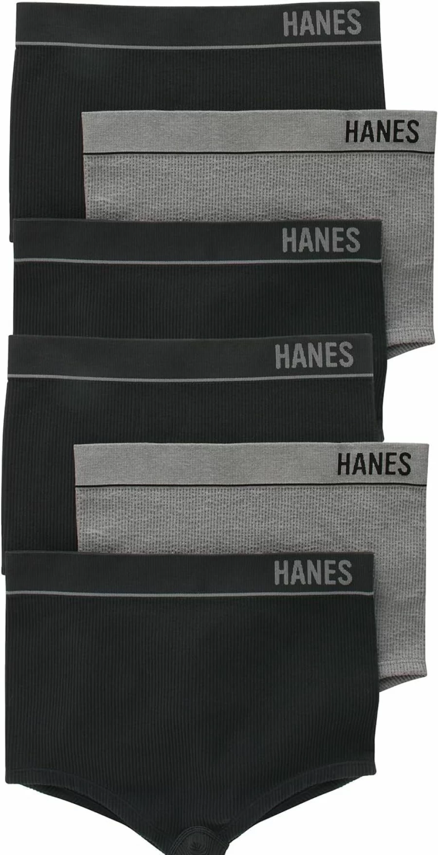 Hanes Women's Seamless Boyfit Panties 6-Pack - Stretchy Ribbed Cotton Underwear, Assorted Colors