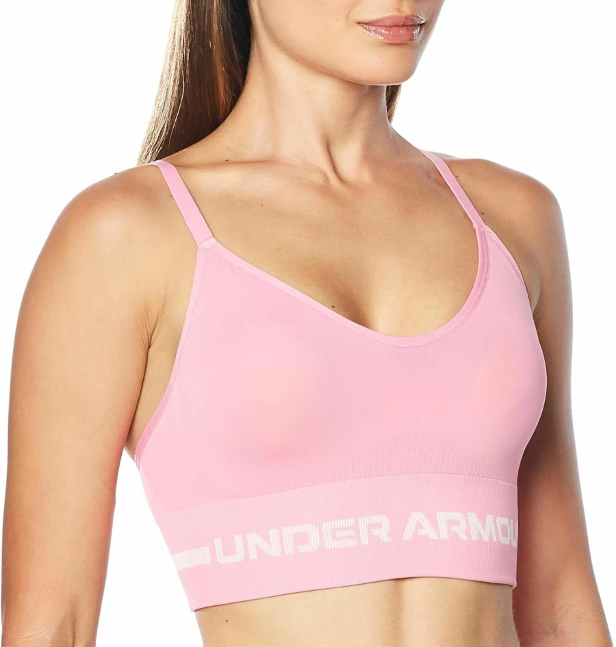 Under Armour Women's Seamless Low-Impact Sports Bra - Comfortable Longline Workout Top for Yoga & Gym