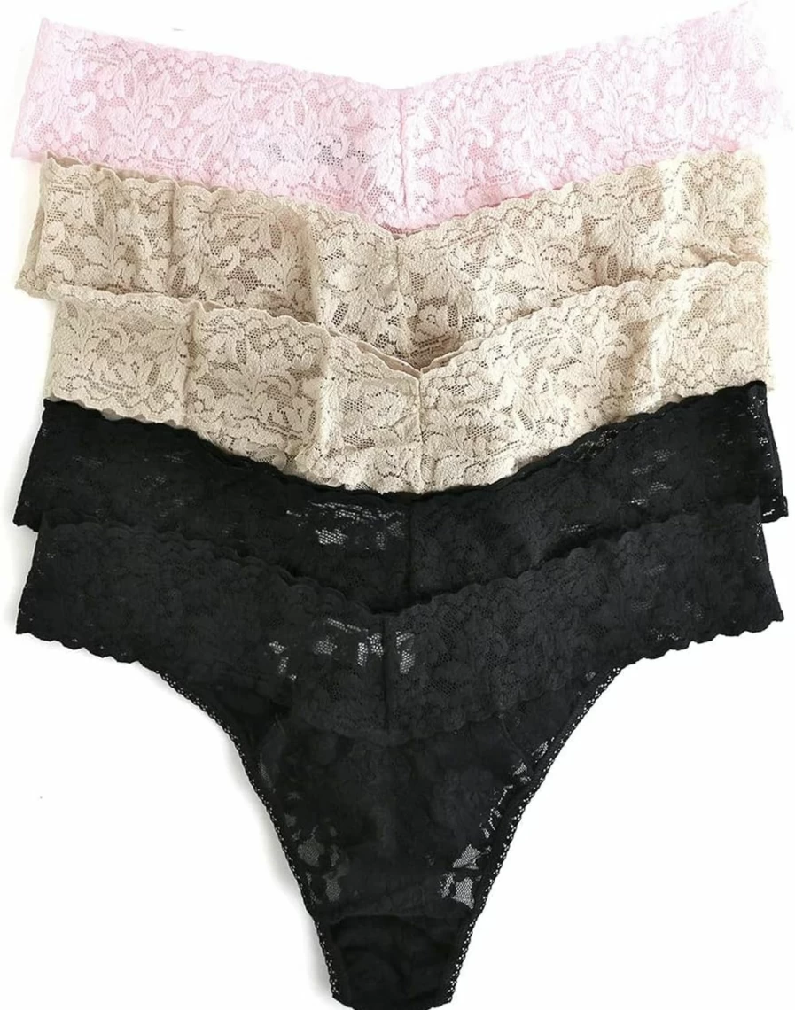 Hanky Panky Women's Signature Lace Thongs 5-Pack - Original Rise Comfort Underwear