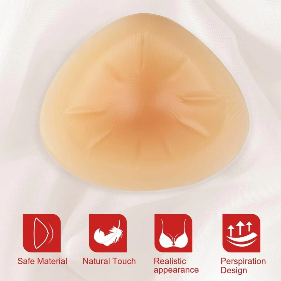 ONEFENG Silicone Breast Form for Mastectomy - Triangle Prosthesis, Concave Bra Enhancer Insert (1 Piece)
