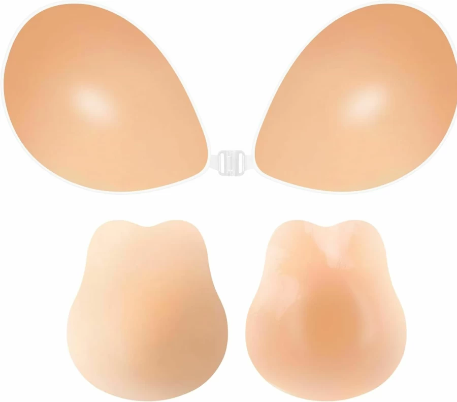 Egussi Strapless Silicone Adhesive Bra - Push Up Sticky Backless Bra with Nipple Covers for Women, Ultra-Thin Invisible Pasties