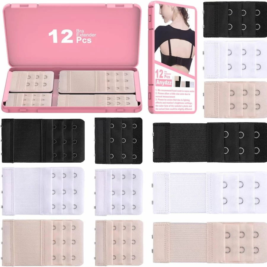 Anydzz Comfortable Bra Extender - Soft, Elastic Bra Band Extension with Storage Case for All Bra Sizes, Adjustable Hook & Eye Closure