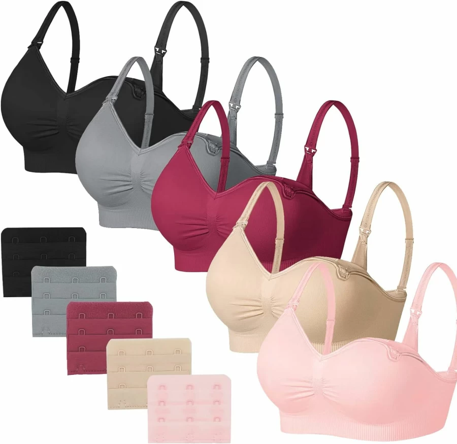 JAMRID Nursing Sleep Bra for Breastfeeding Maternity & Pumping - Comfortable Maternity Underwear with Extra Extenders