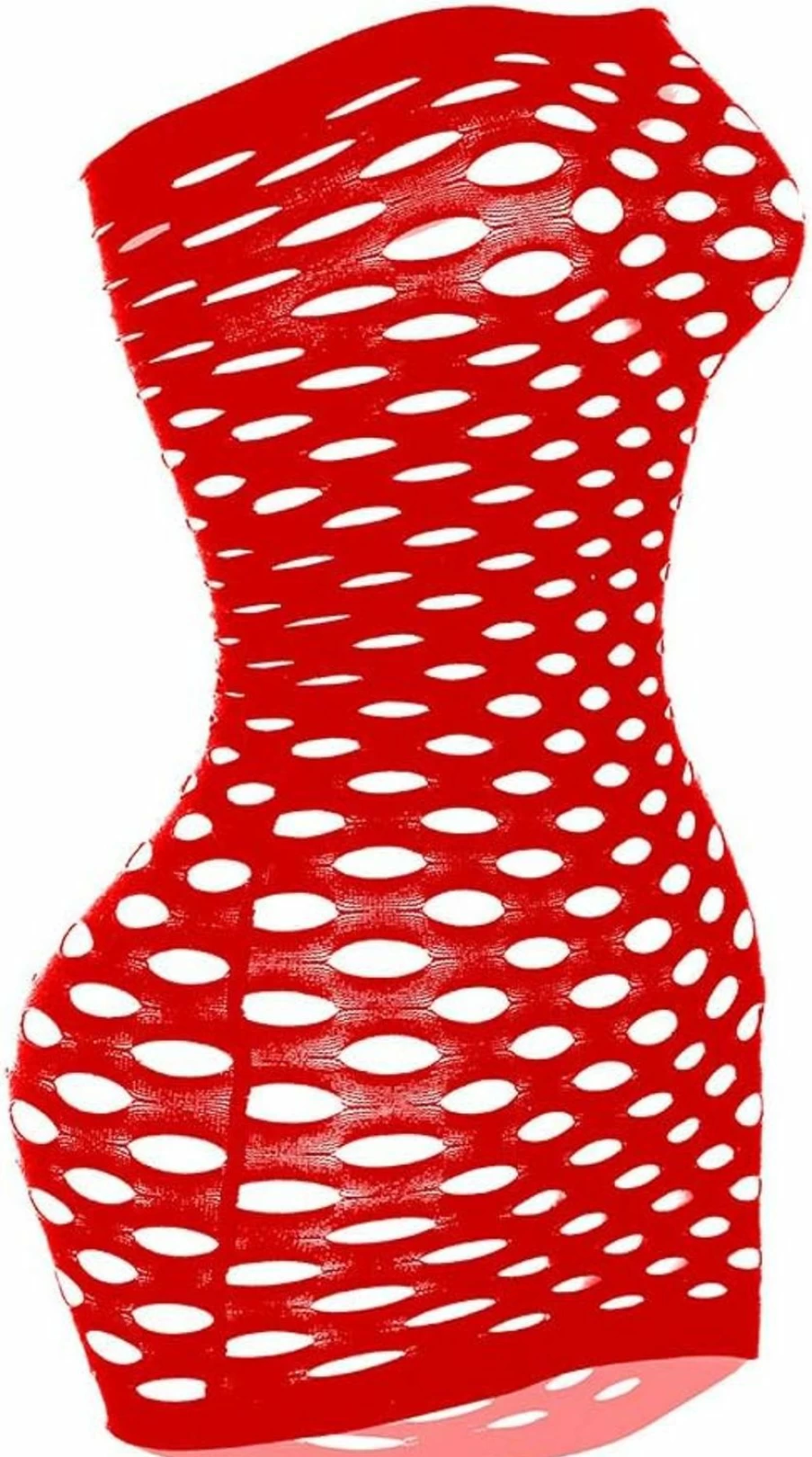 Vorifun Women's Strapless Fishnet Lingerie Mini Dress - Sexy Tube Chemise Bodysuit for Sleepwear