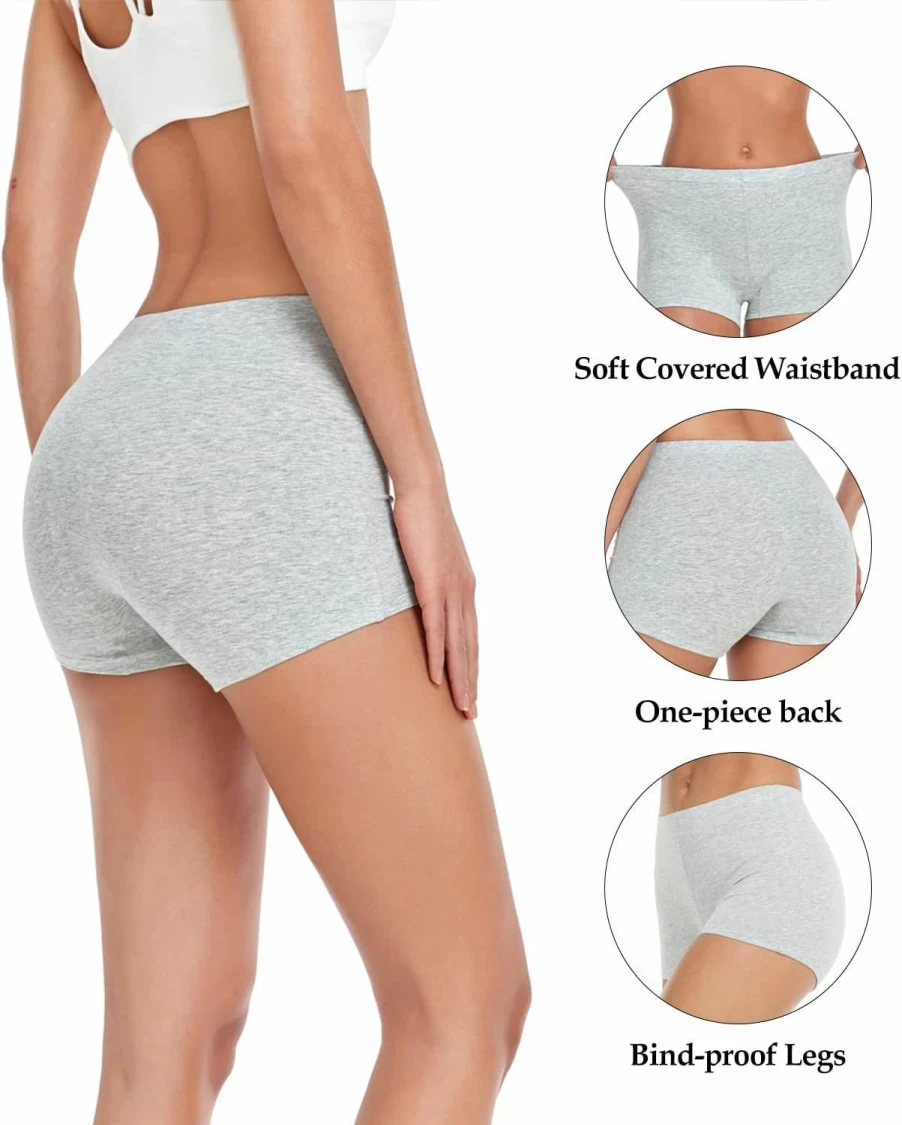 Wirarpa Women's Cotton Boyshorts Underwear 4-Pack - Breathable Ladies Boxer Briefs with Soft Cotton Crotch
