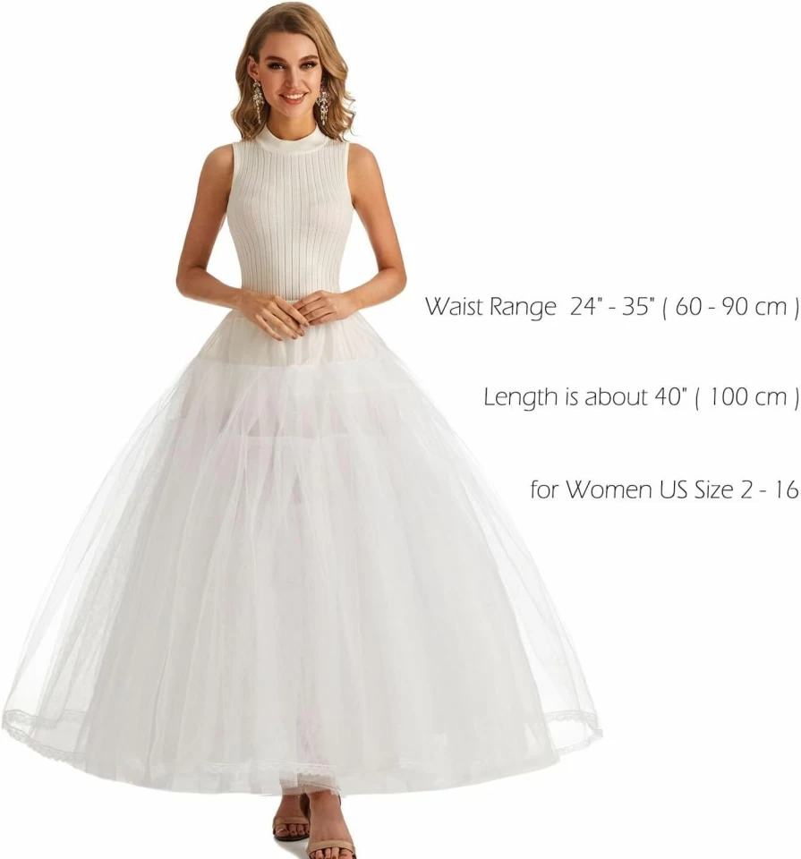 Aprildress Women's 8-Layer Tulle Petticoat Underskirt for Wedding Dresses - Hoopless Crinoline Slip Ppt380