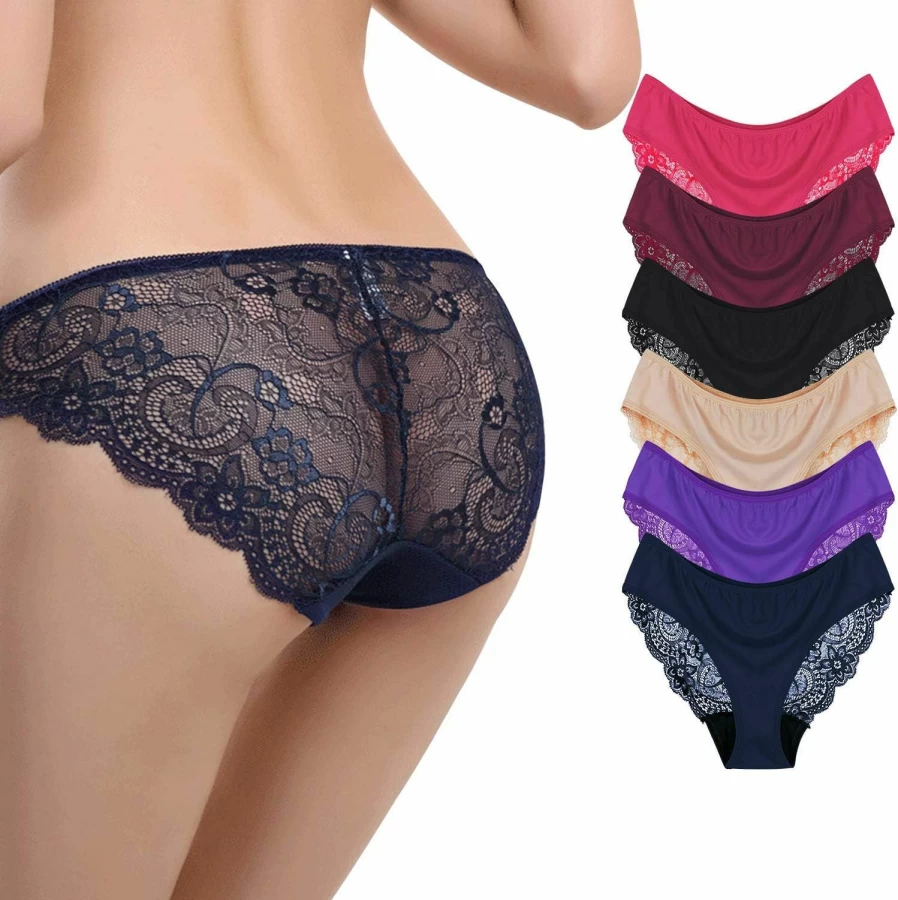 Sunm Boutique Women's Seamless Bikini Panties - Invisible Lace Underwear with Half Back Coverage