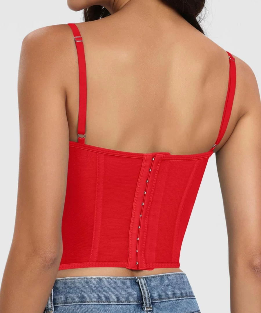 AENLLEY Women's Sexy Lace Bustier Corset Top with Buckle Detail - Fashionable Crop Top for Going Out