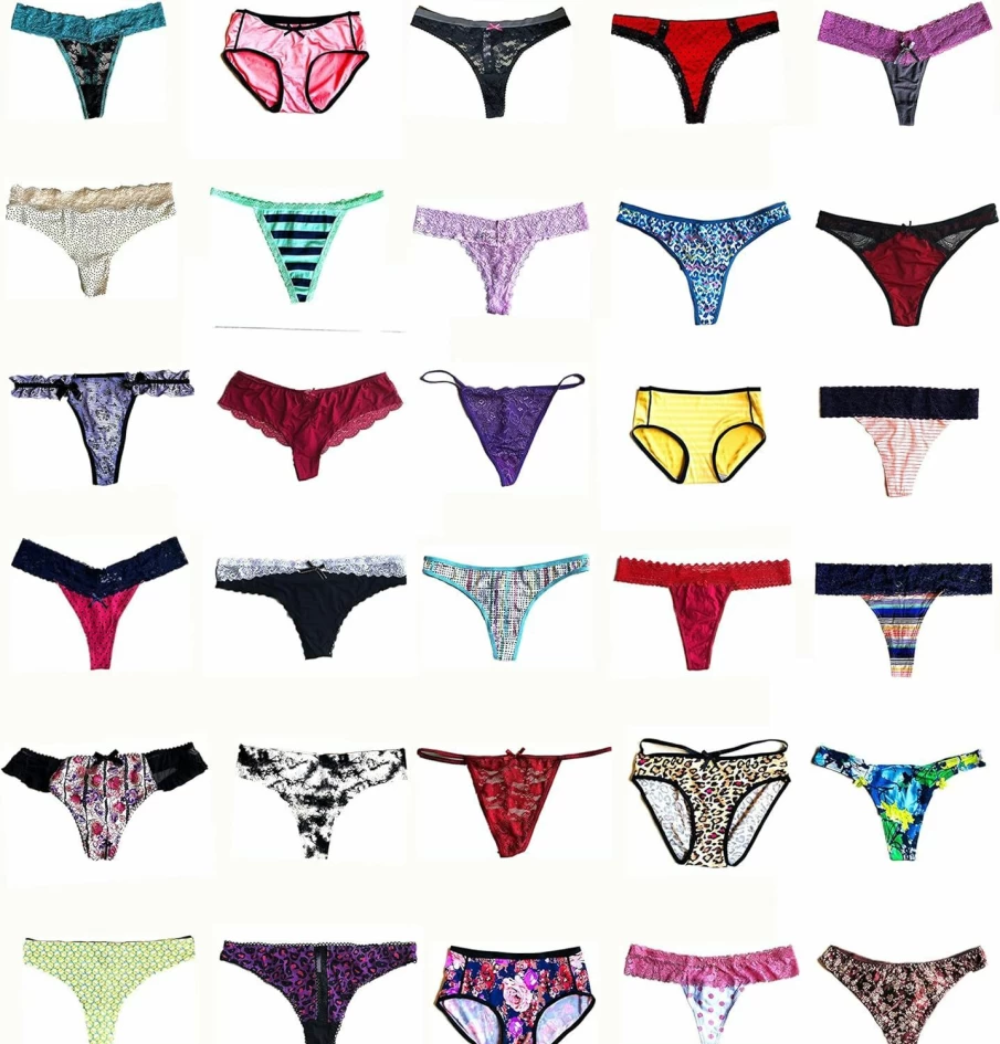 Morvia Women's Assorted Multi-Colored Underwear Pack - Sexy Thong, Hipster Briefs & G-String Tanga Panties Variety Set