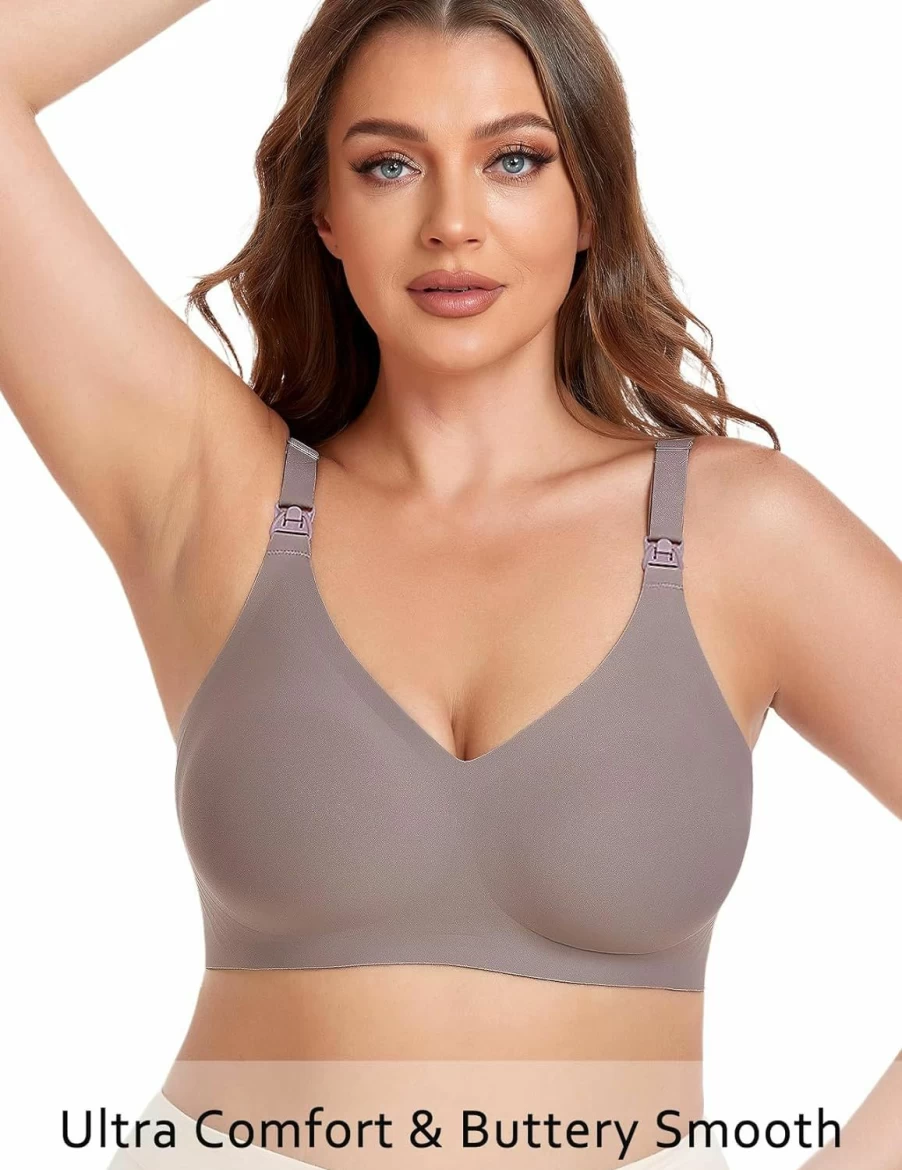Vinfact Seamless Nursing Bra - Wireless Maternity Bralette with Extender for Comfortable Breastfeeding & Pregnancy