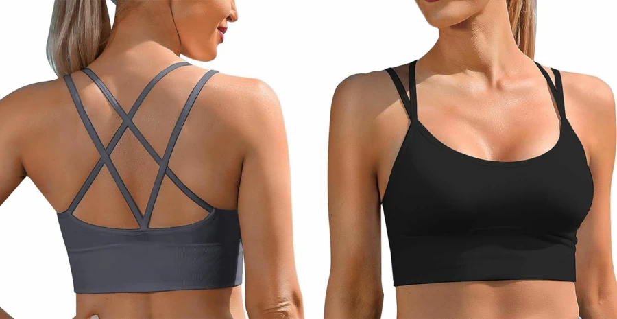 Sykooria Women's 3 Pack Crisscross Sports Bras - Yoga Running Workout Tank Tops for Athletic Gym Fitness