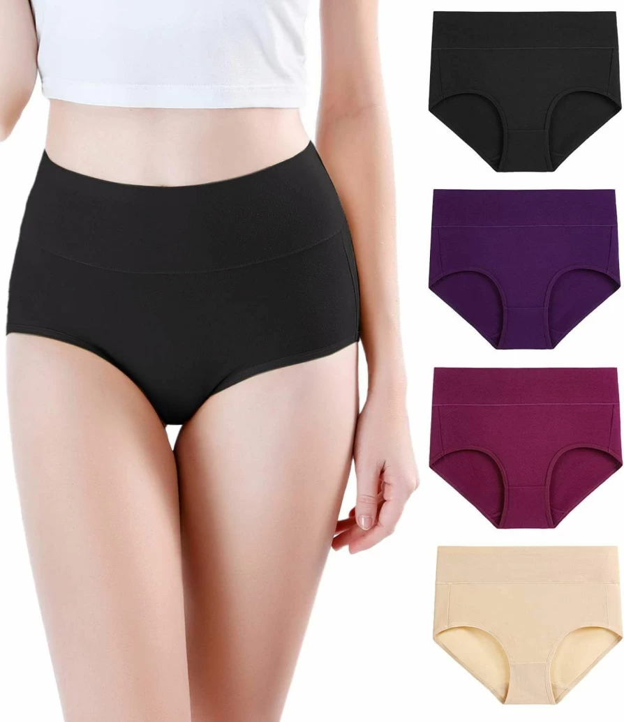 Wirarpa Women's High Waist Modal Panties 4-Pack - Soft Breathable Underwear for Ladies (Regular & Plus Size)