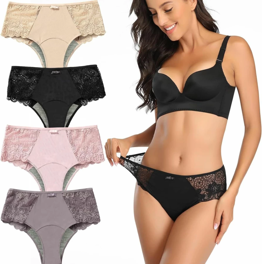 Intiflower Lace Menstrual Underwear for Women - Leakproof, Breathable & Soft Period Panties