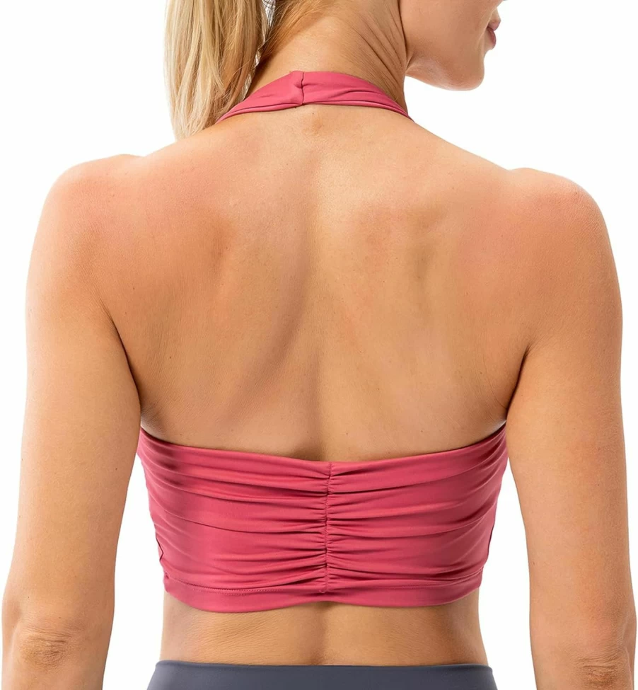 Lavento Women's Longline Padded Sports Bra - Halter Yoga Crop Top for Workouts & Fitness