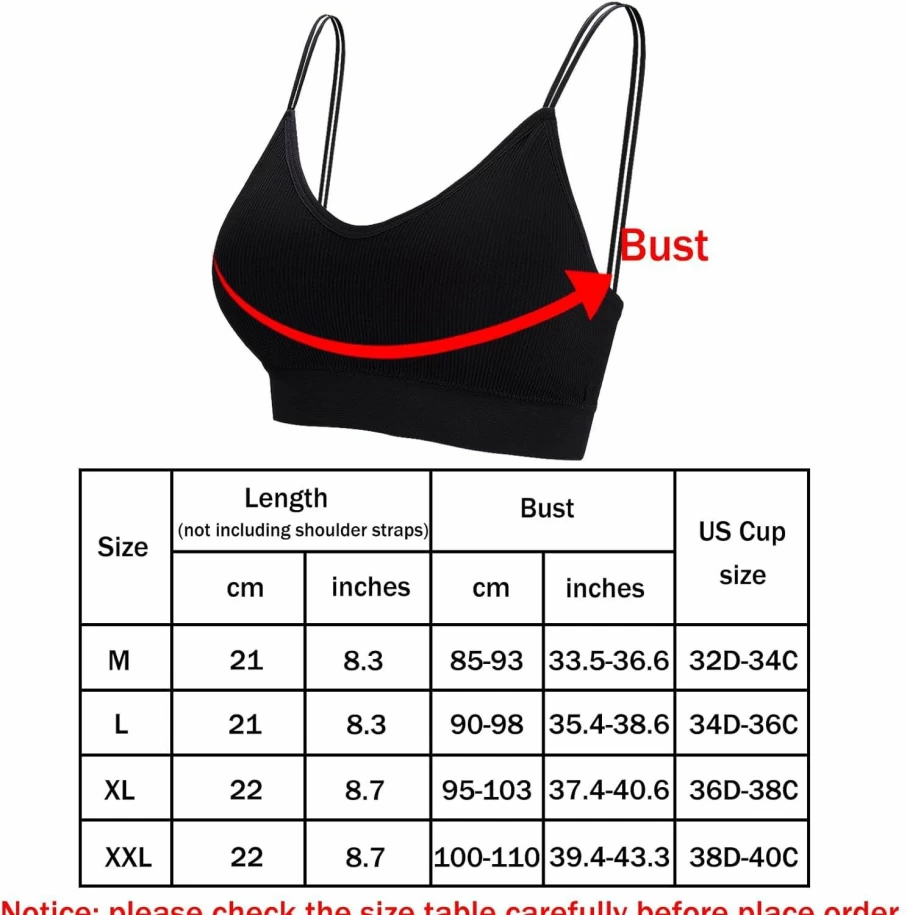 BQTQ 6-Pack Women's Seamless V-Neck Padded Bralettes with Adjustable Straps