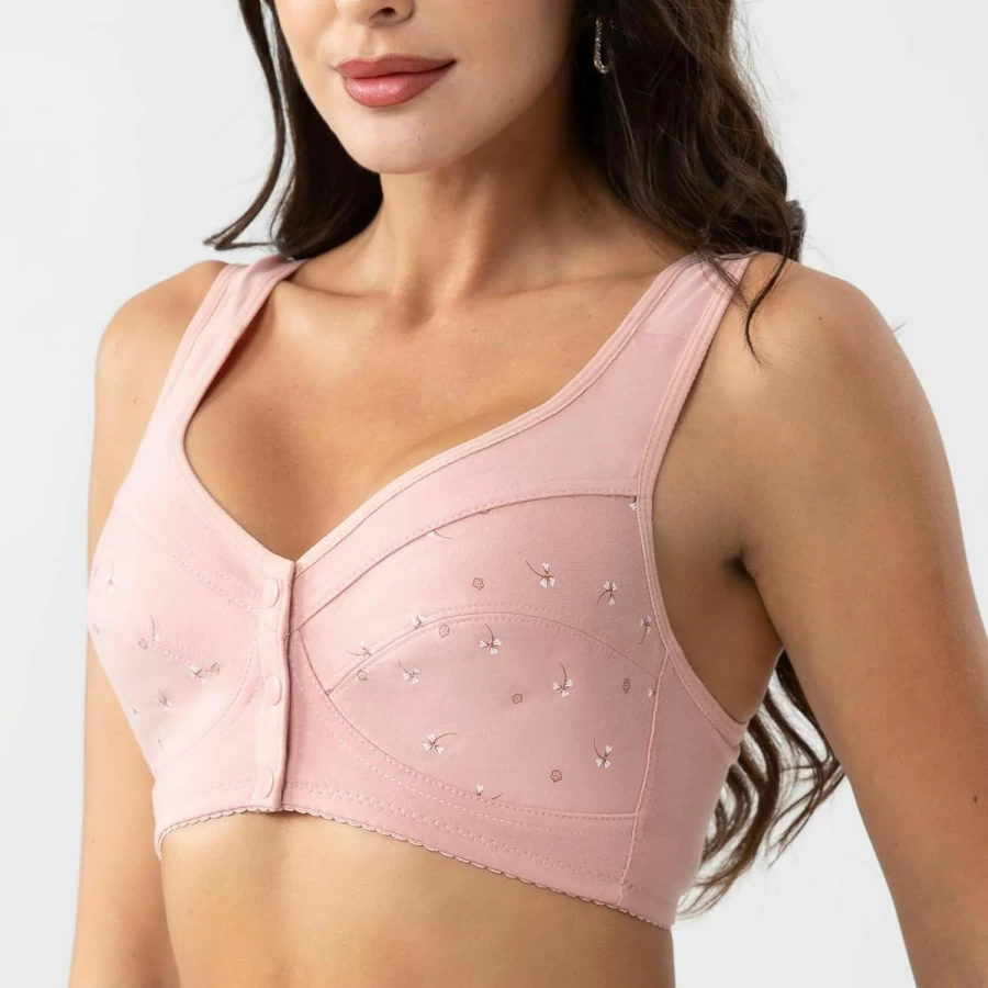 Numgug Women's Comfortable Front Closure Daisy Bra - No Underwire Support for Older Women