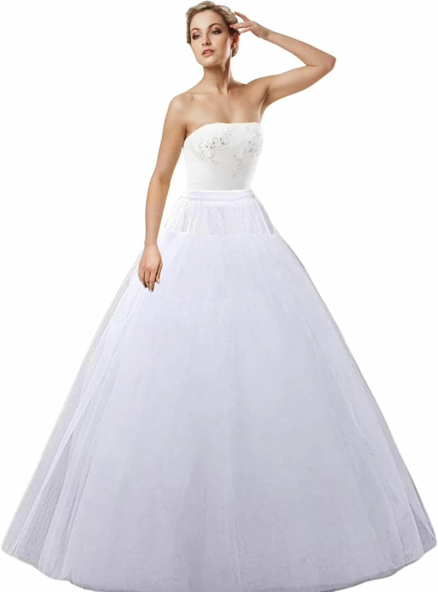 Mannice Women's A-Line Floor Length Crinoline Underskirt Petticoat - Hoopless Half Slip for Dresses