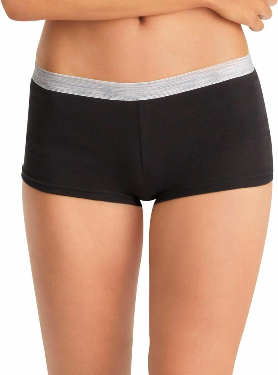 Hanes Women's Cotton Boyshort Underwear 6-Pack - Soft Comfortable Sporty Briefs Multipack Assorted Colors