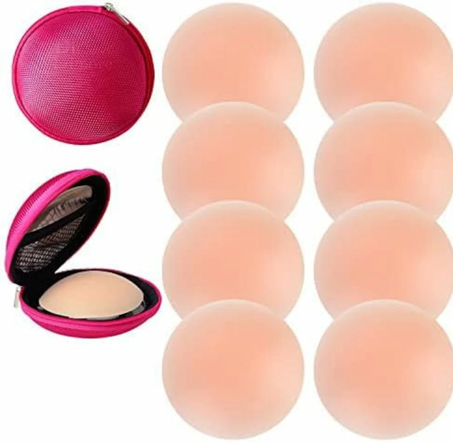 Dimore Reusable Nipple Covers for Women - 4 Pairs Adhesive Pasties, Invisible Breast Lift Stickers for Comfort & Discretion