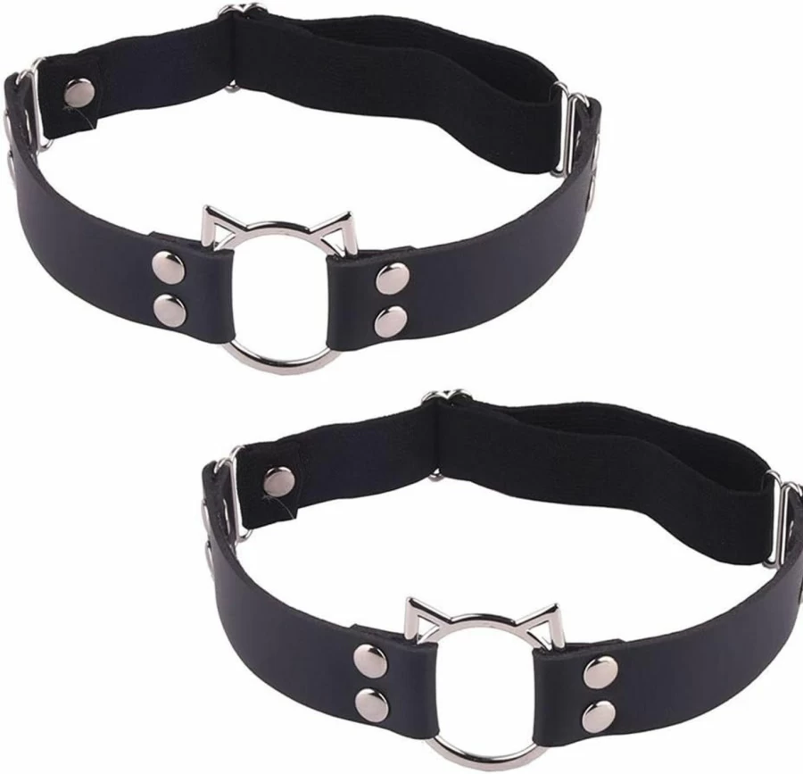 Outman Adjustable Leather Leg Harness Gothic Punk Thigh Garter Belt for Women - 2-Row Elastic Strap Design