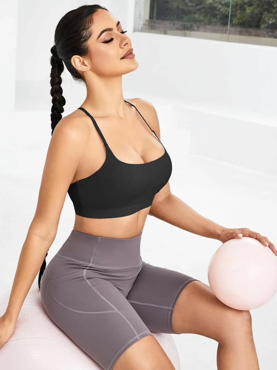RUNNING GIRL Women's Medium Impact Wirefree Sports Bra - Y-Back Padded Yoga Crop Top for Running & Workouts
