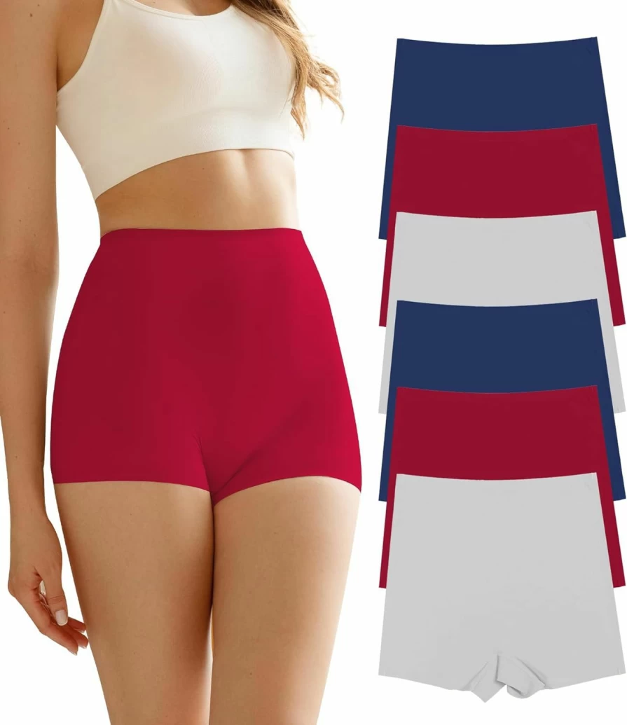 SHARICCA Women's Seamless Boyshorts Underwear - Soft Anti-Chafing Boxer Briefs Multipack