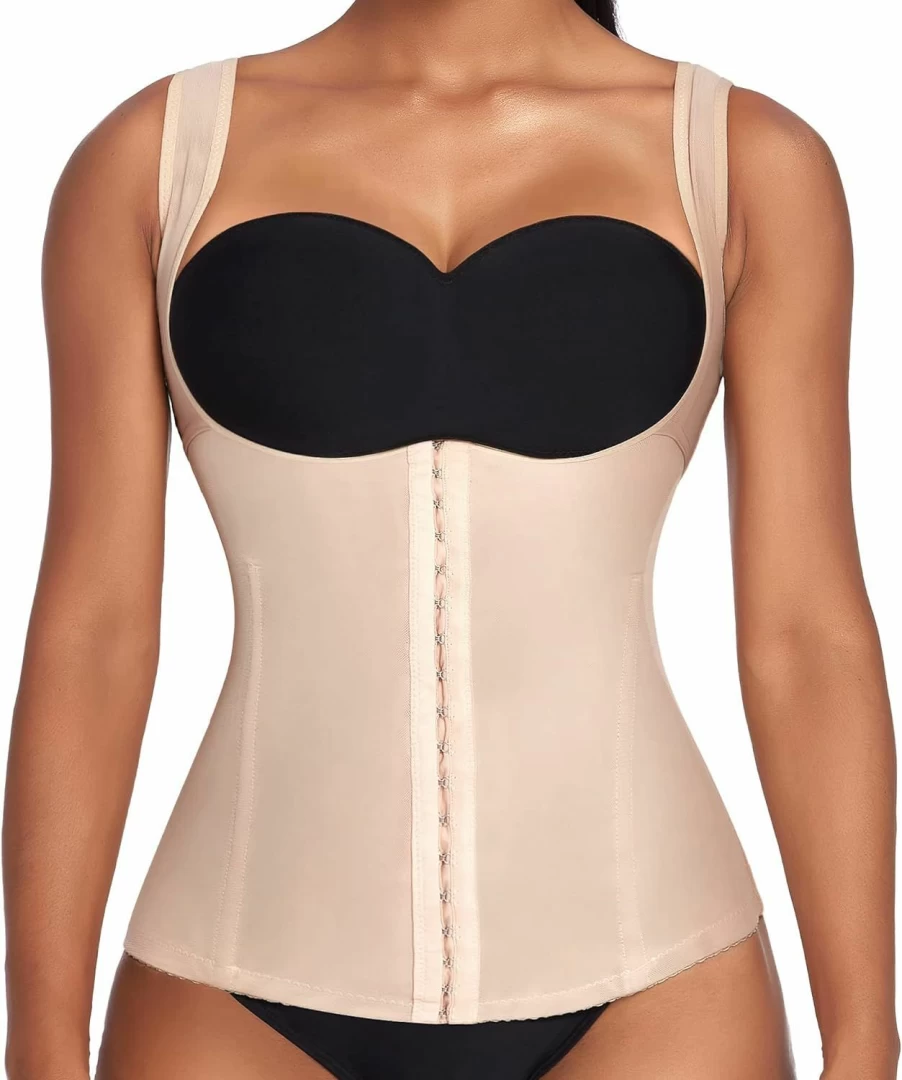 Ekouaer Women's Steel Boned Corset Waist Trainer - Tummy Control Body Shaper for Weight Loss & Posture Support, Sizes S-4XL