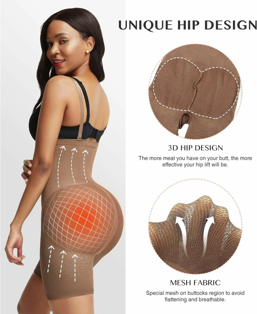 FeelinGirl High Waist Butt Lifting Shapewear for Women - Tummy Control Colombian Fajas Body Shaper