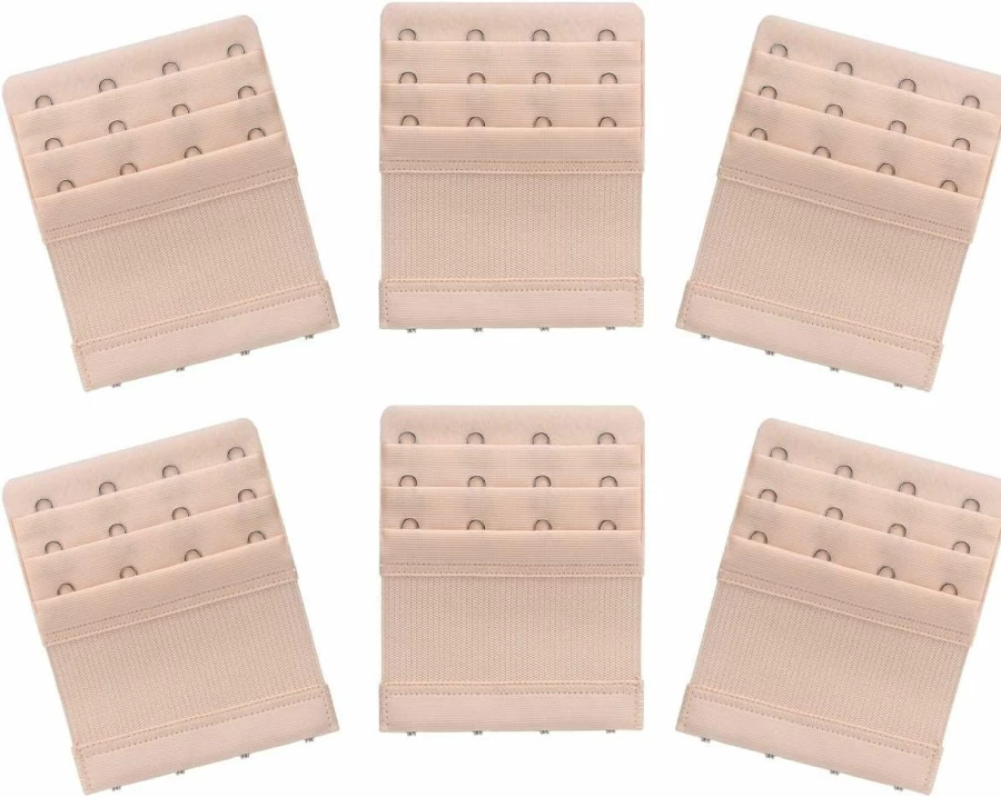 Ak 6-Pack Women's Bra Extenders - Soft Comfortable Elastic Extension Straps with 4 Hooks & 3 Rows for Seamless Fit