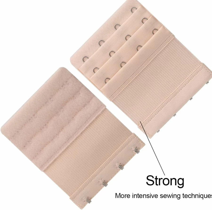 Ak 6-Pack Women's Bra Extenders - Soft Comfortable Elastic Extension Straps with 4 Hooks & 3 Rows for Seamless Fit
