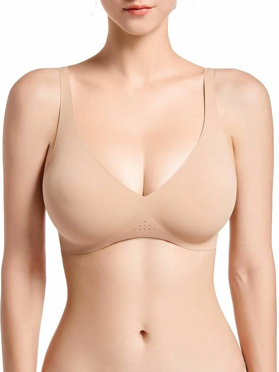 SHAPERX Wireless Scoop Bra for Women - Seamless Comfort, Removable Pads, Small to Plus Size Everyday Bra