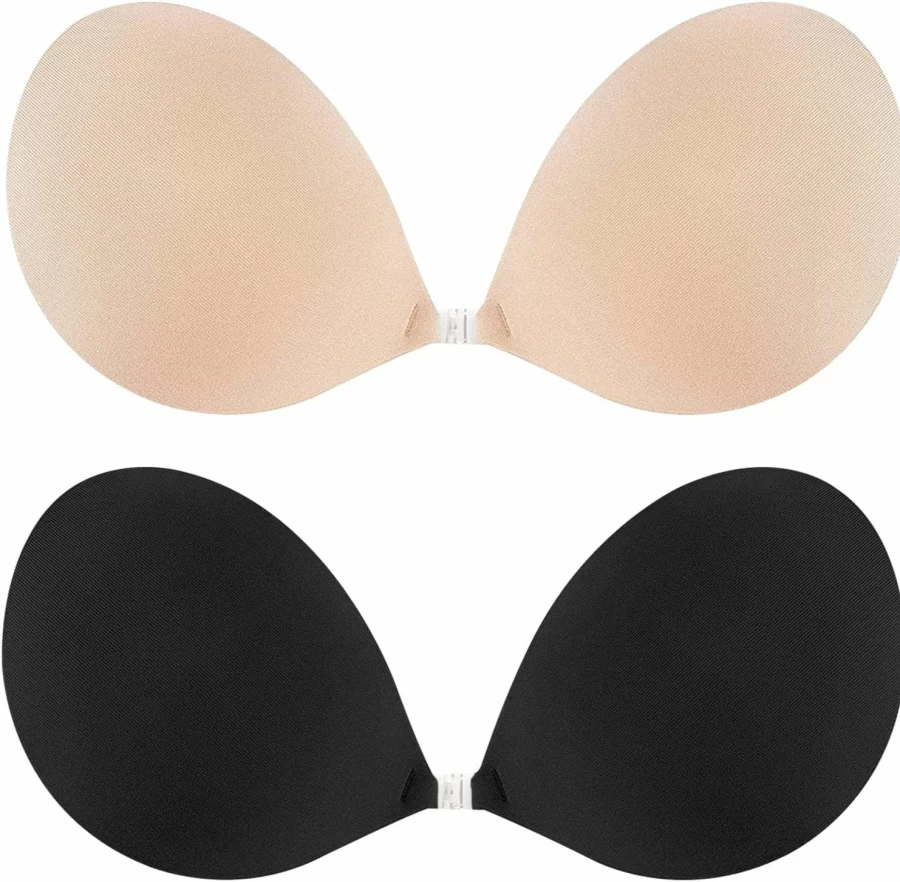 Queensecret 2024 Invisible Silicone Adhesive Bra - Push Up Strapless Sticky Bra for Backless Dresses