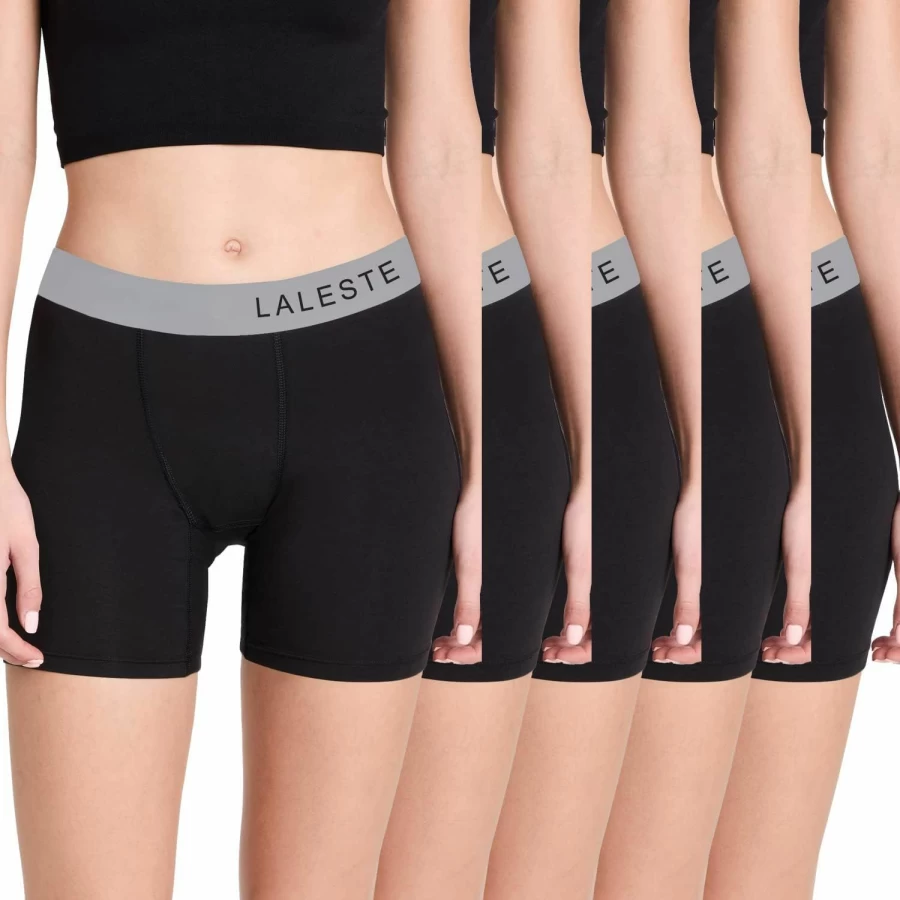 LALESTE Women's Cotton Boy Shorts Underwear 5-Pack - Soft Breathable Comfortable Panties 3" Inseam Boxer Briefs