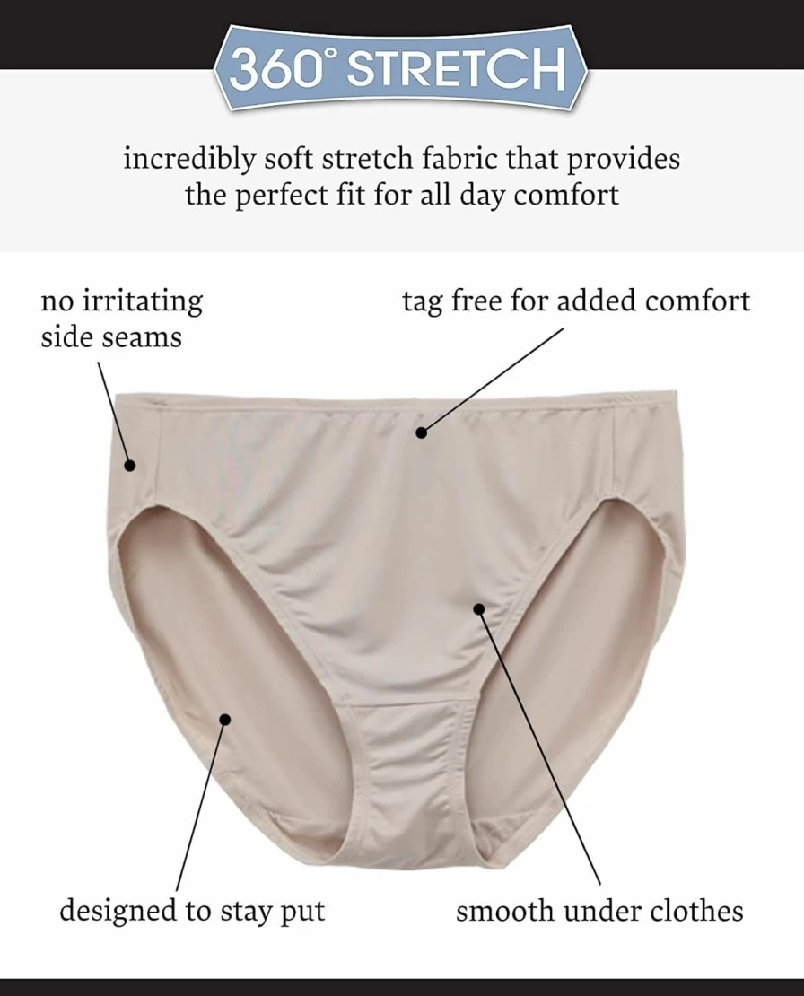 Fruit of the Loom Women's 5-Pack ComfortSoft Microfiber High-Cut Underwear Panties Multipack