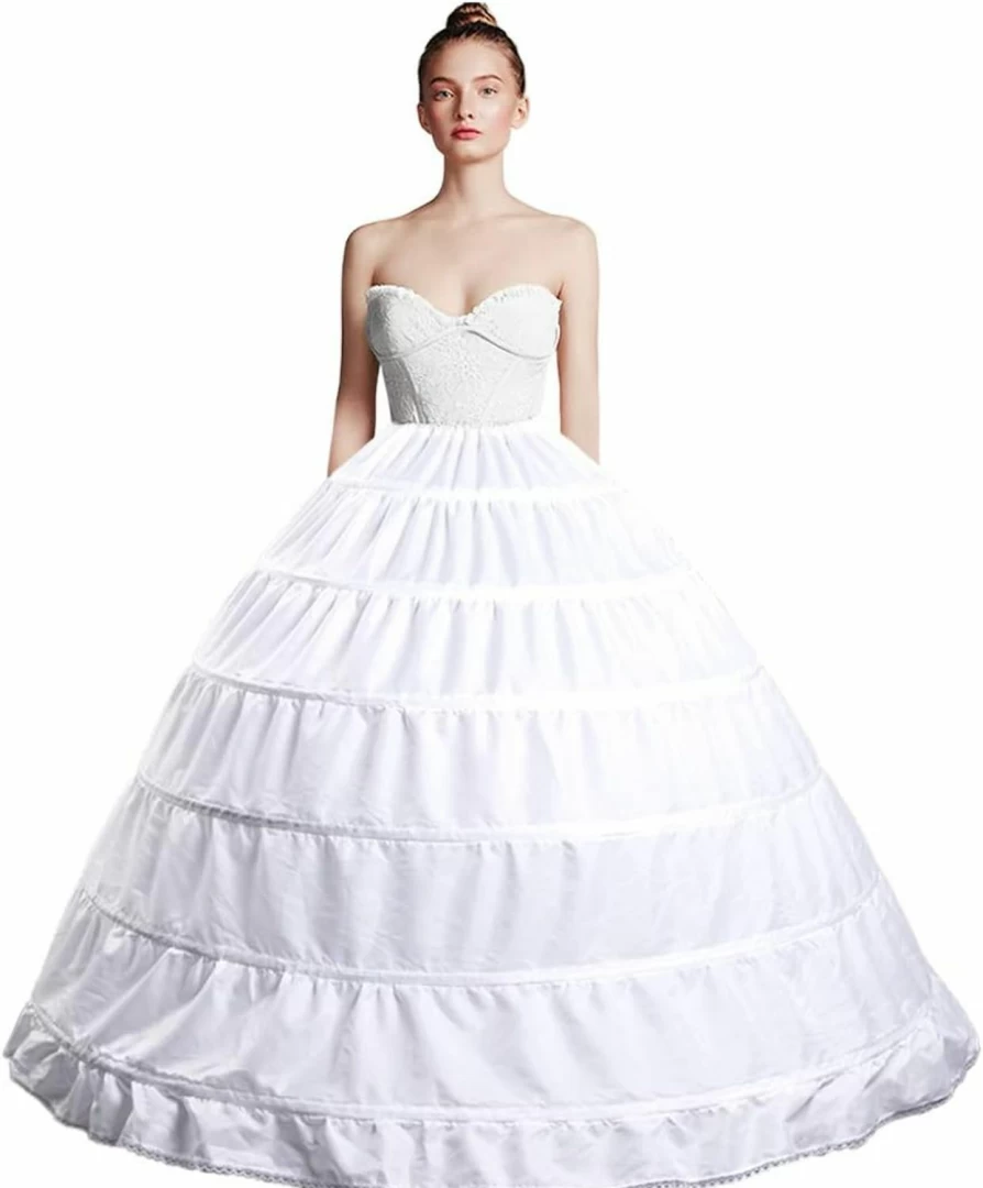 MeiLiMiYu 6-Layer Hoop Skirt Petticoat for Wedding Dresses - Full Shape Ball Gown Underskirt Slip