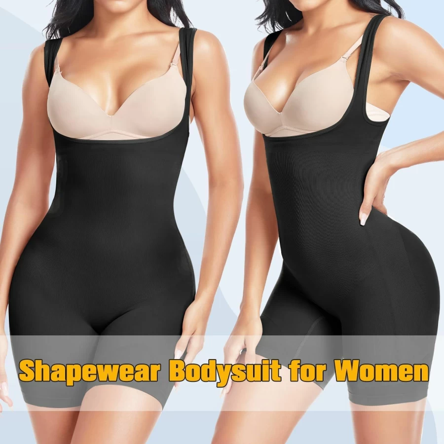 "VVX Women's Tummy Control Shapewear Bodysuit - High Waist Seamless Butt Lifting Fajas with Open Bust Design"
