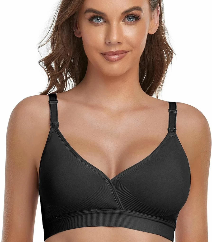 Gailife 5Pack Seamless Nursing Bras for Women - Comfortable V Neck Maternity Bras with Bra Extenders for Breastfeeding and Sleep