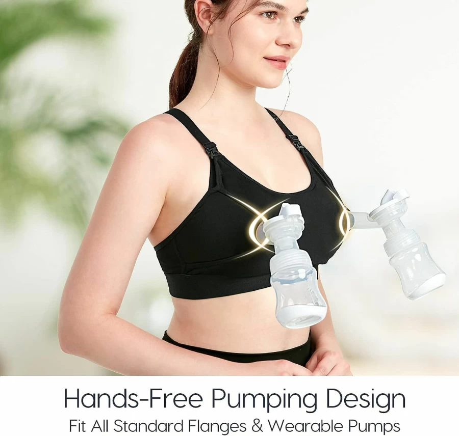 Lupantte Hands Free Pumping Bra 2 Pack – Comfortable Nursing & Breast Pump Bra for Medela, Spectra, Momcozy – Large Size with Removable Pads for All Day Wear