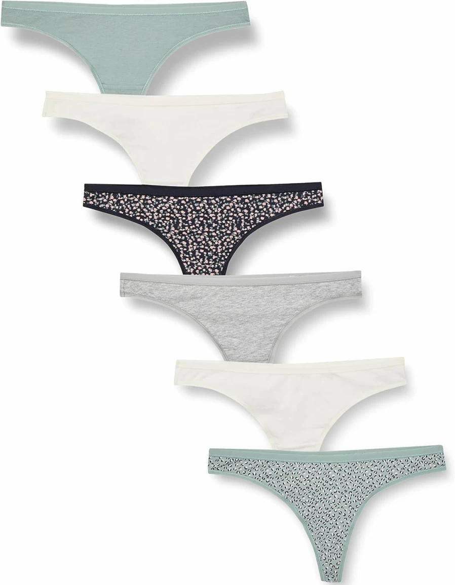 Amazon Essentials Women's 6-Pack Cotton Thong Underwear - Soft, Comfortable Panties for Everyday Wear