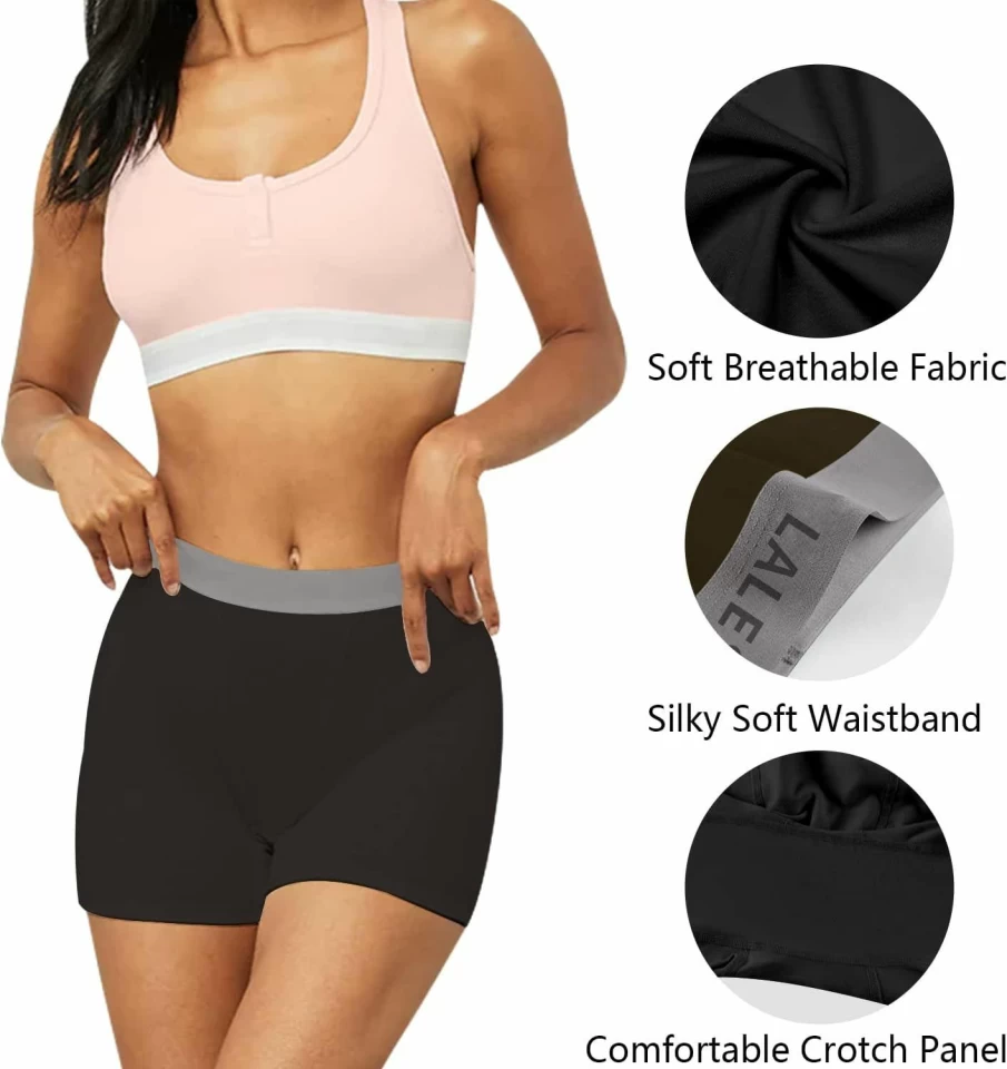 LALESTE Women's 5-Pack Cotton Boxer Briefs - 3" Inseam Anti-Chafing Boy Shorts Underwear for Comfort & Breathability