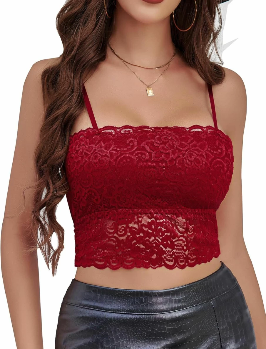 Avidlove Women's Lace Bralette Spaghetti Strap Camisole Top - Slim Fit Basic Tube Tank