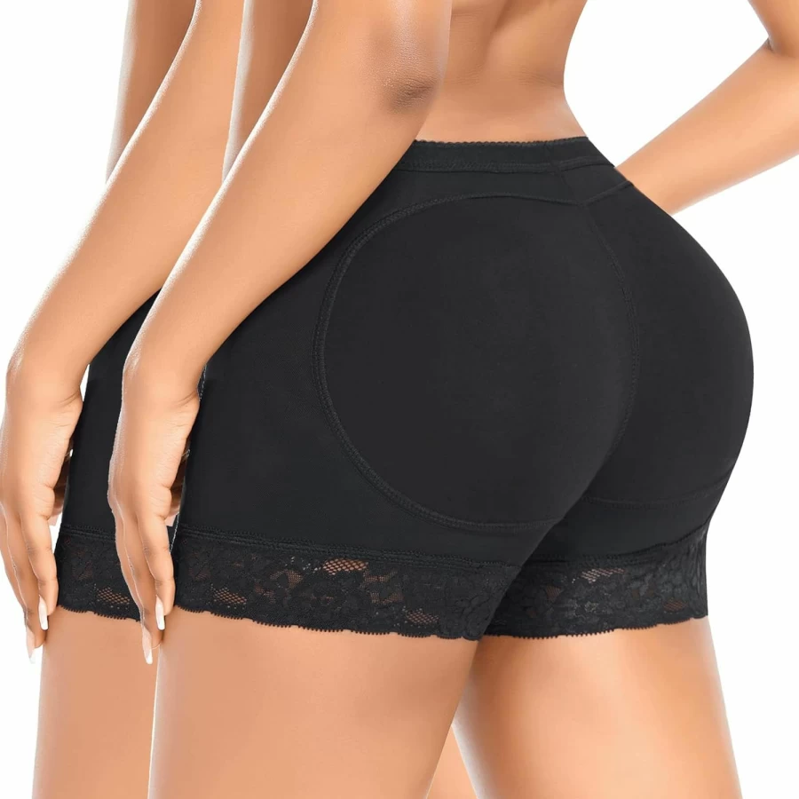 DERCA Women's Lace Boyshorts Shapewear - Seamless Butt Lifter Panty with Padded Enhancer for Booty Lift
