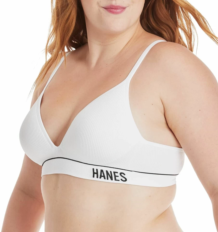 Hanes Women's ComfortFlex Wireless Bralette - Seamless Contour Rib Design for All-Day Comfort