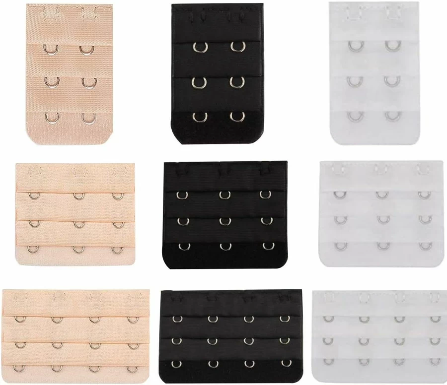 HAALII Women's Bra Extender 3-Pack, 2/3/4 Hook Adjustable Elastic Extension Strap for Comfort & Support, Soft Breathable Band, Multi-Size Fit, 9 Pieces