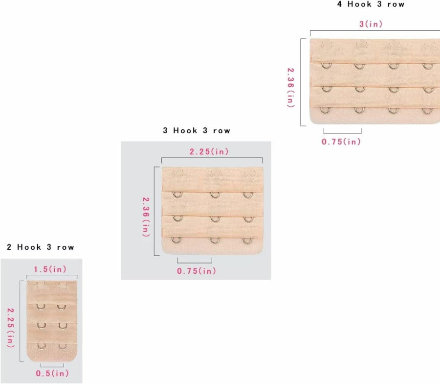 HAALII Women's Bra Extender 3-Pack, 2/3/4 Hook Adjustable Elastic Extension Strap for Comfort & Support, Soft Breathable Band, Multi-Size Fit, 9 Pieces