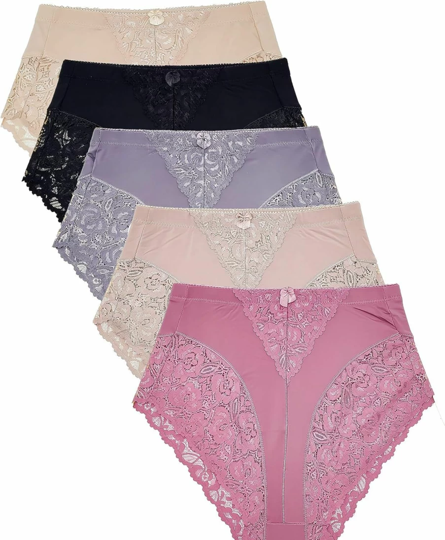 Barbra Lingerie Plus Size Women's Light Control Briefs Panties 5-Pack Comfortable Underwear Set